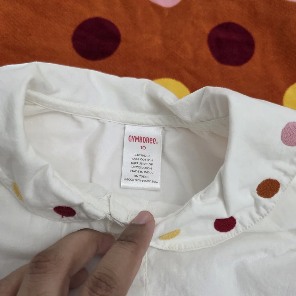 Girls Vintage Gymboree Polka Dot Pinafore Jumper Dress & Matching Shirt Size 10